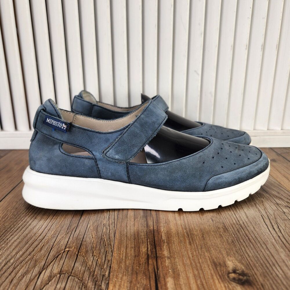 Mephisto Marsia Mary Jane Flats Womens Size 7 Dark Blue Leather Comfort Shoes